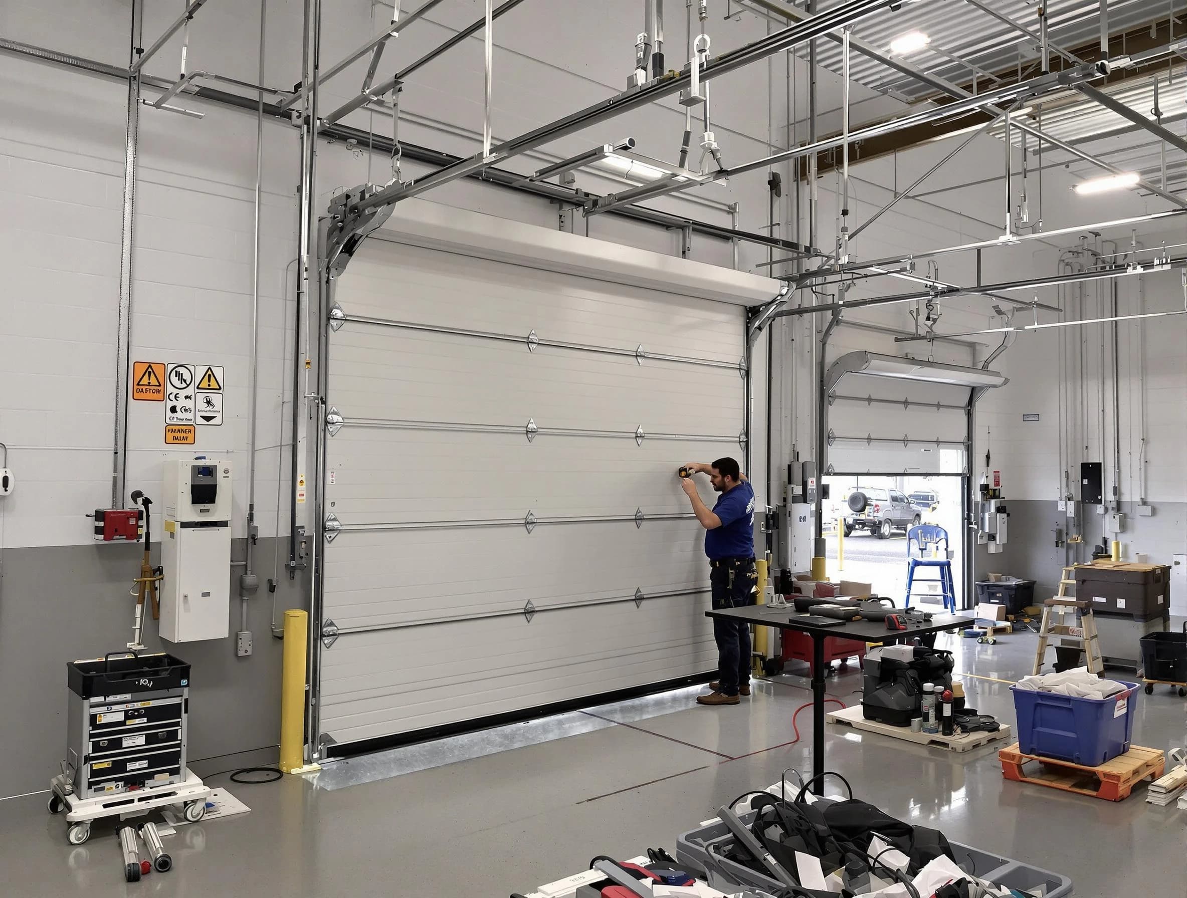 Commercial garage door repair being performed by Piedmont Garage Door Repair expert in Piedmont