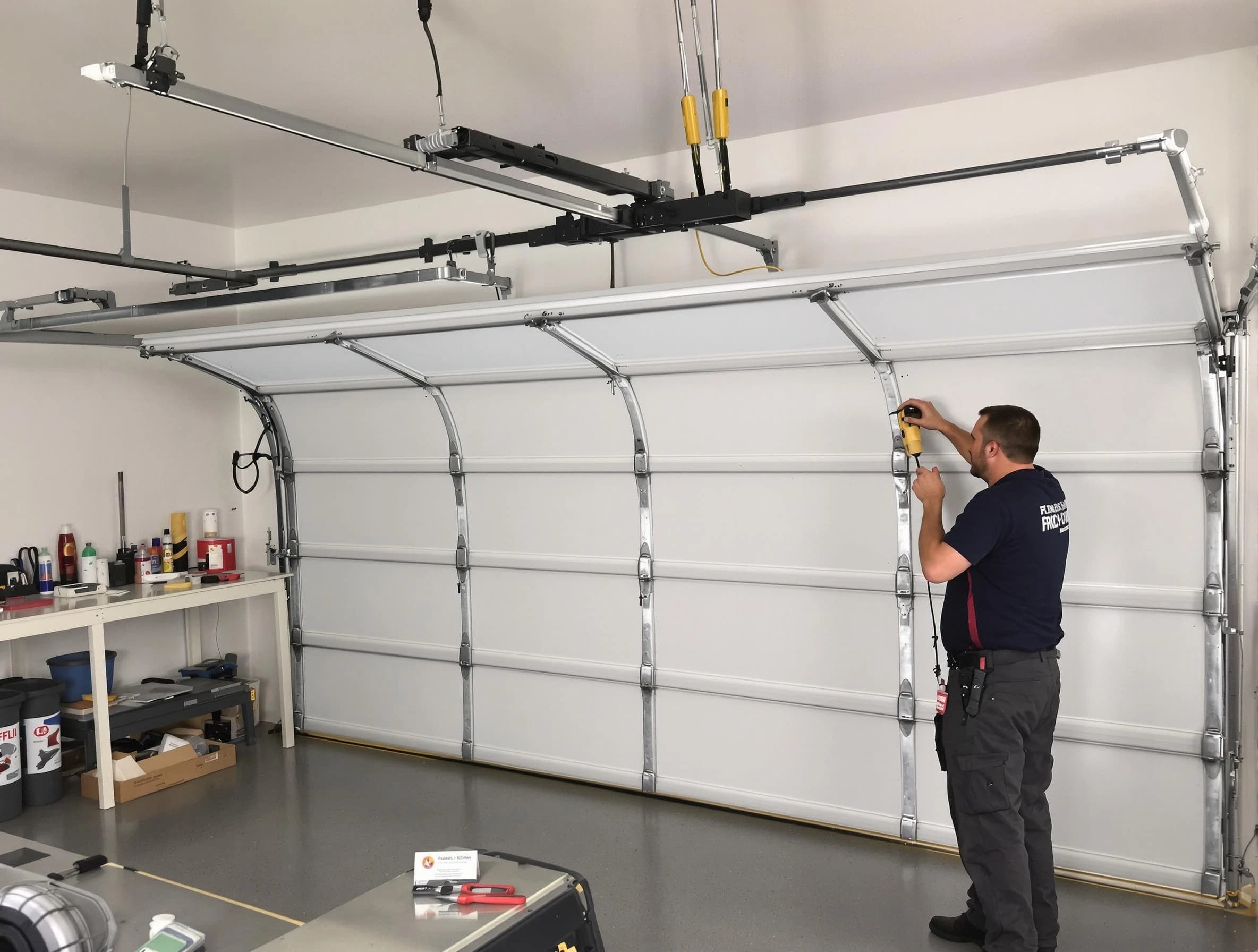 Piedmont Garage Door Repair certified technician performing overhead door system repair in Piedmont
