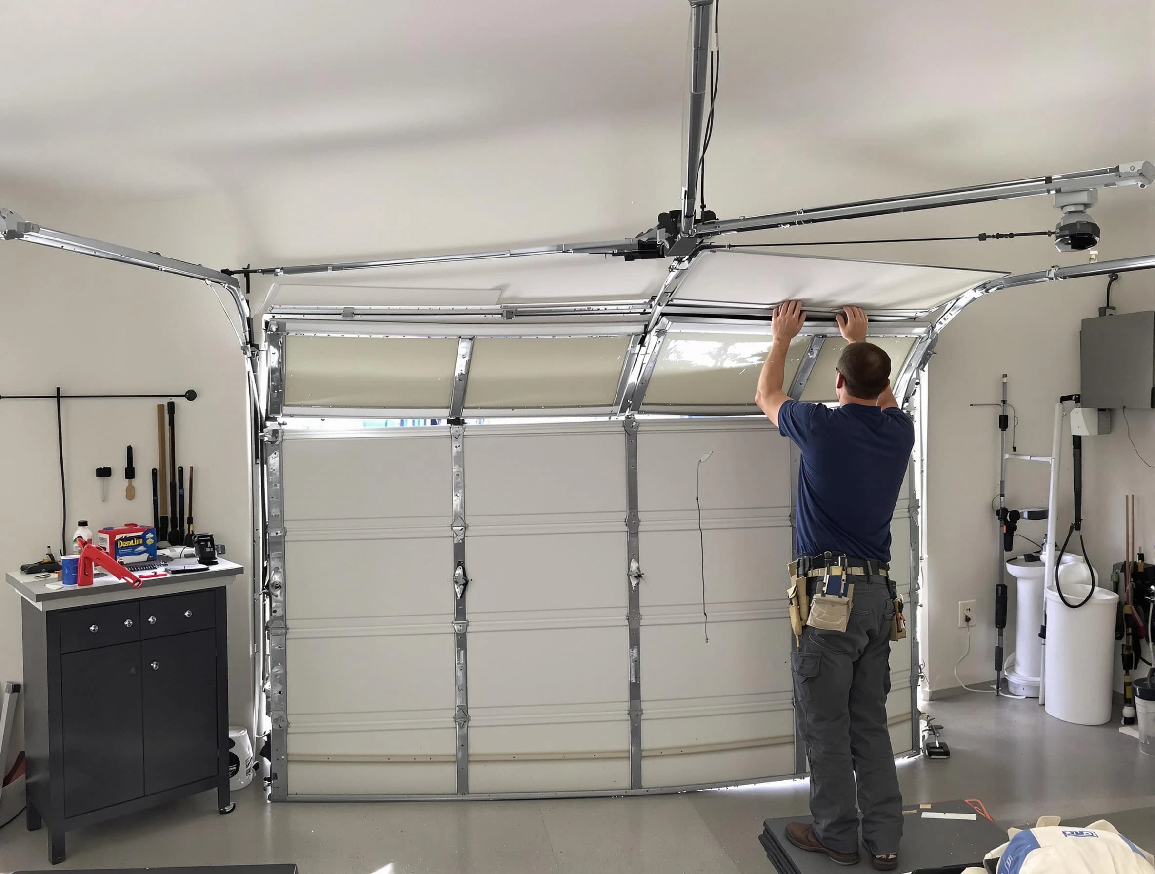 Piedmont Garage Door Repair specialist performing precise section replacement on Piedmont garage door