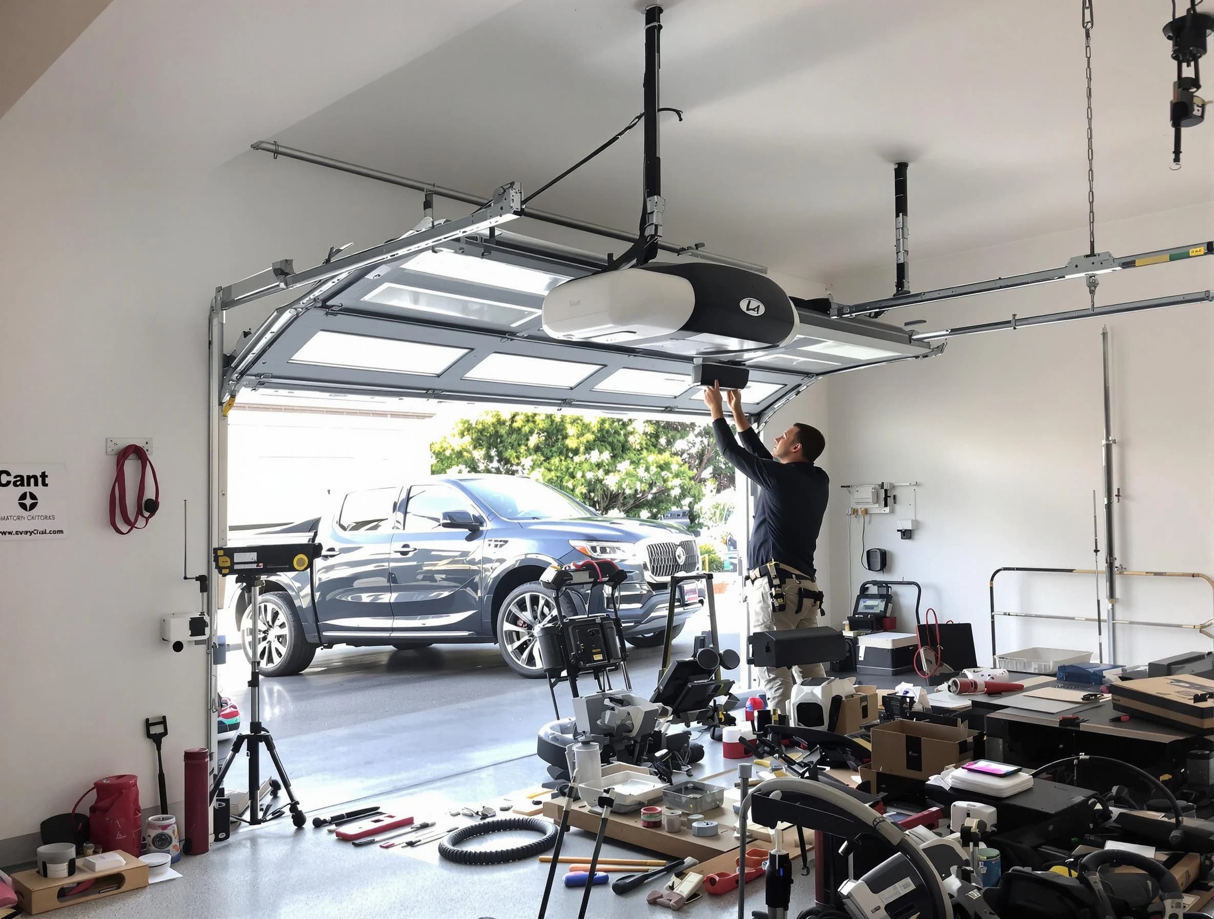Piedmont Garage Door Repair specialist installing smart garage door opener system in Piedmont home
