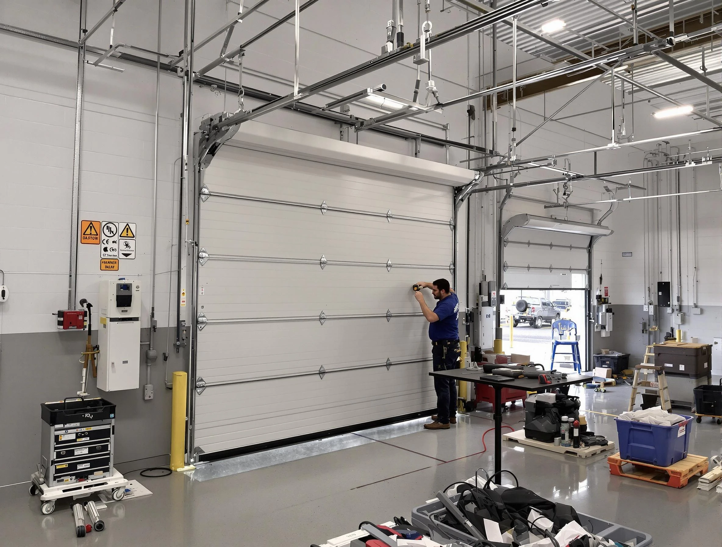 Commercial garage door repair being performed by Piedmont Garage Door Repair expert in Piedmont