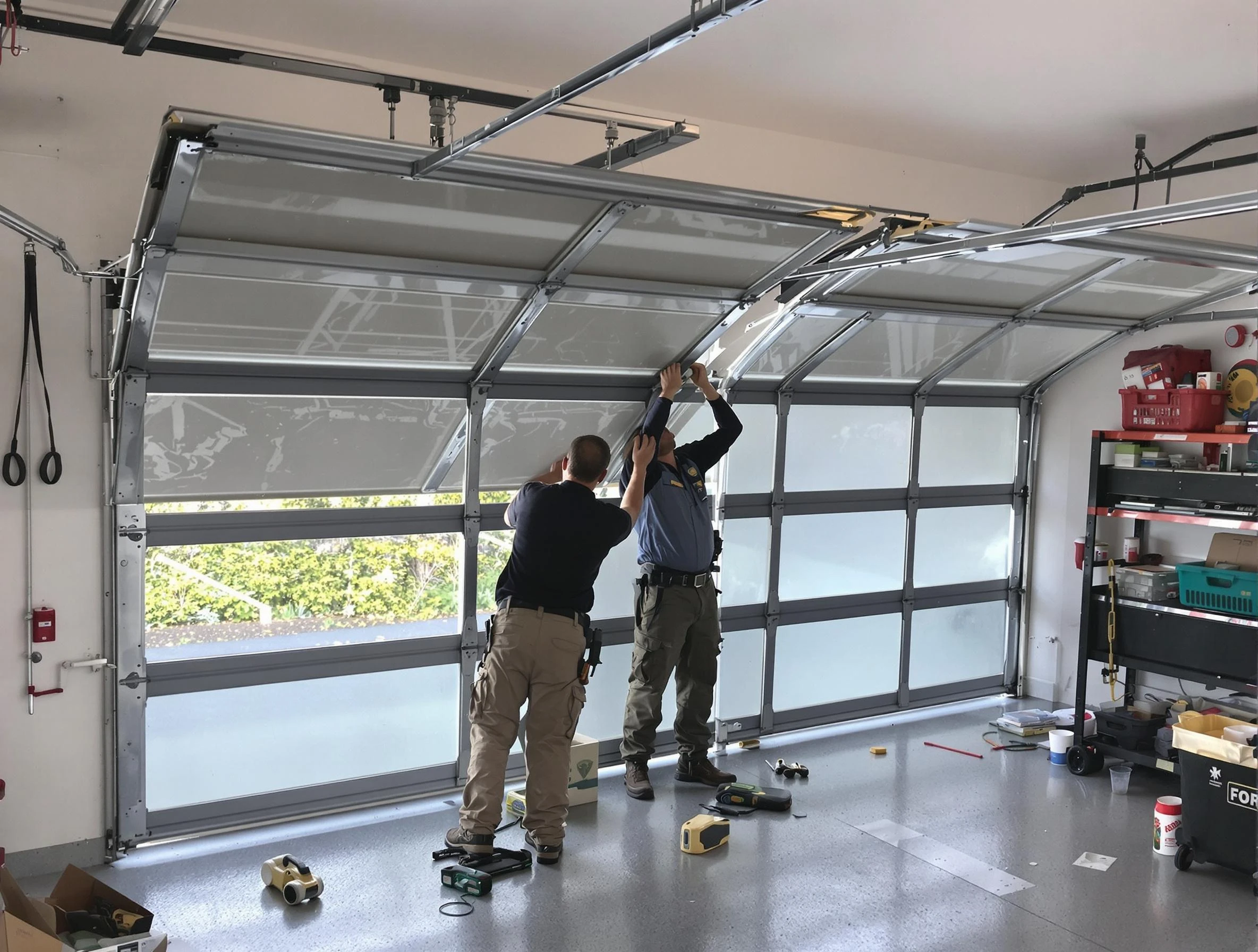 Piedmont Garage Door Repair expert performing precise panel replacement on Piedmont garage door