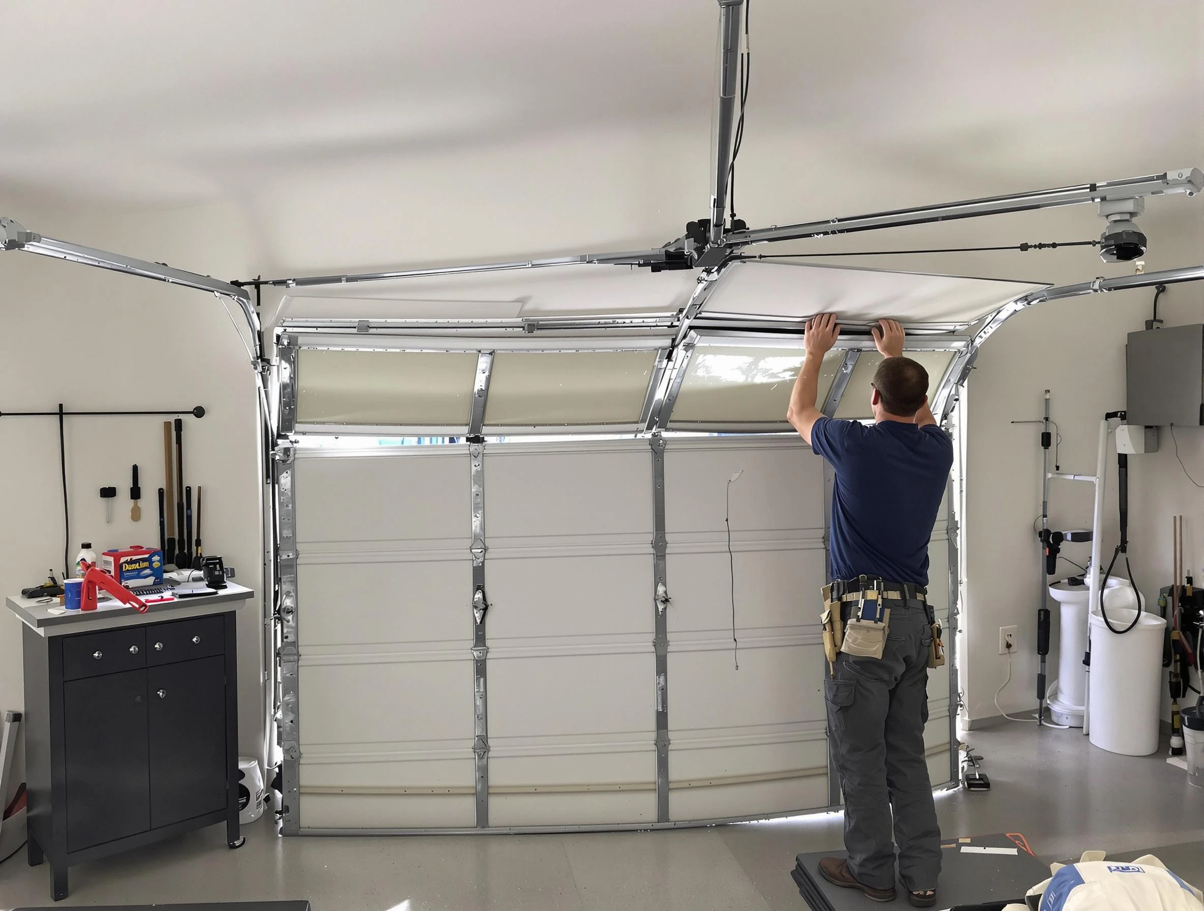 Piedmont Garage Door Repair specialist performing precise section replacement on Piedmont garage door